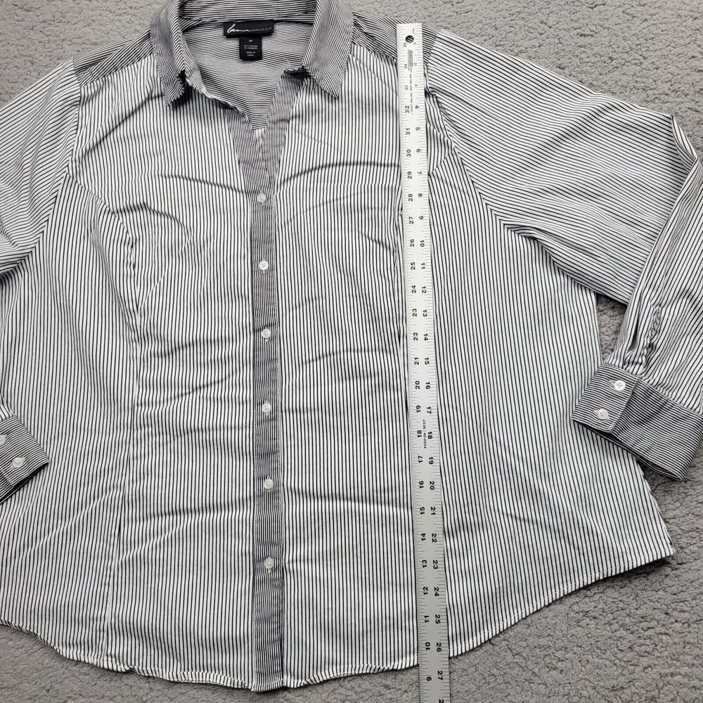Lane Bryant Shirt Womens ' 26 White Black Striped Long Sleeve Button Up - Picture 4 of 15